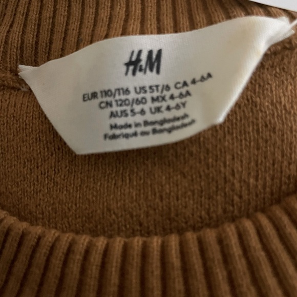 Sz5T/6 H&M jacquard knot boys sweater round neck long sleeve brown/mountains - Picture 5 of 5